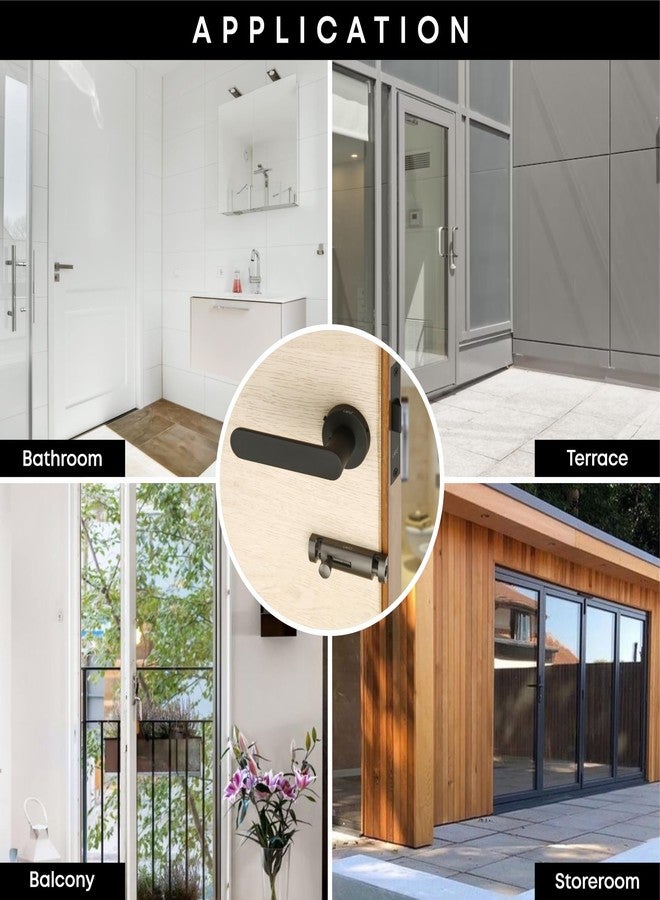 LAPO Door Lock Without Key for Bathroom, Balcony, Toilet - Home, Office, Hotel | Black Finish | 3 Years Warranty Ro-180 - Image 5